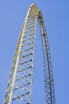 Sophisticated metal construction on a background of blue sky