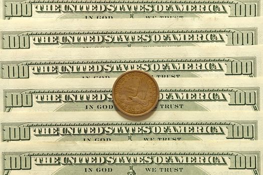 USA dollar banknotes and coins suitable as Background.