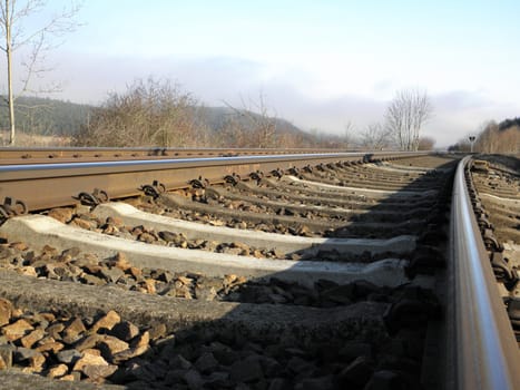Photo of railroad tracks in the spring