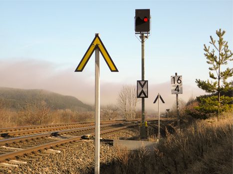 Photo by an evacuation signalling system of the railway, which is red.