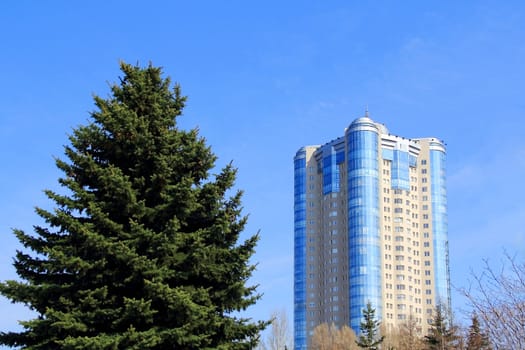 Image of skyscraper with blue sky Russia