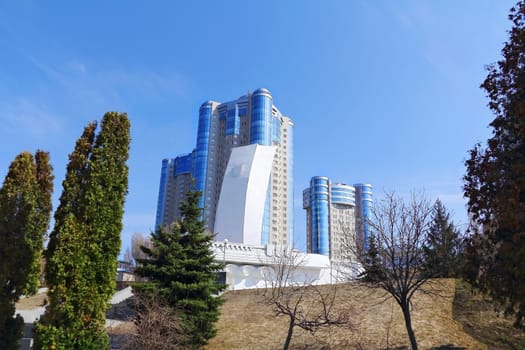 Image of skyscraper with blue sky Russia