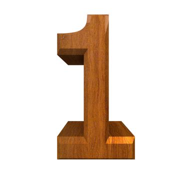 3d number 1 in wood - 3d made