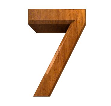 3d number 7 in wood - 3d made