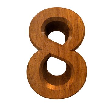 3d number 8 in wood - 3d made