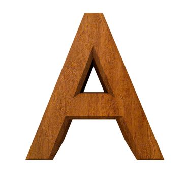 3d letter A in wood - 3d made