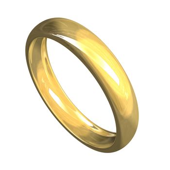 isolated wedding ring in gold (3D) 