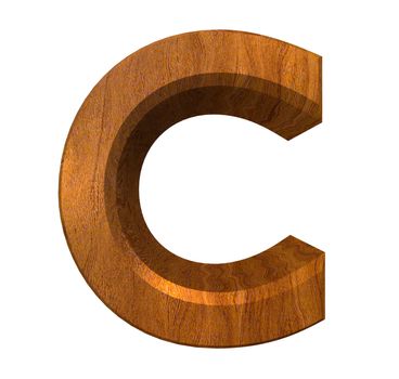 3d letter C in wood - 3d made