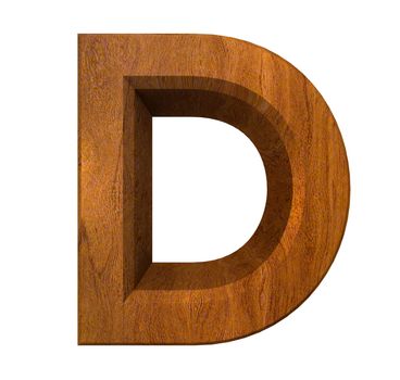 3d letter D in wood - 3d made