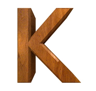 3d letter K in wood - 3d made