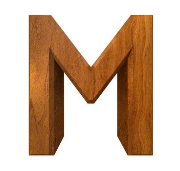 3d letter M in wood - 3d made