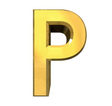 gold 3d letter P - 3d made