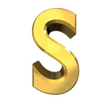 gold 3d letter S - 3d made