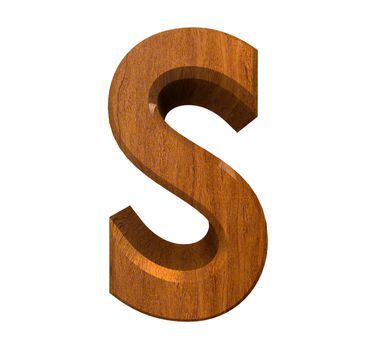 3d letter s in wood - 3d made