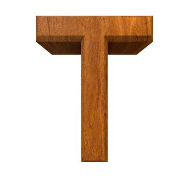 3d letter T in wood - 3d made