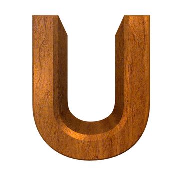 3d letter U in wood - 3d made