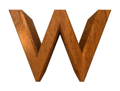 3d letter w in wood - 3d made
