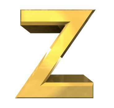 gold 3d letter Z - 3d made