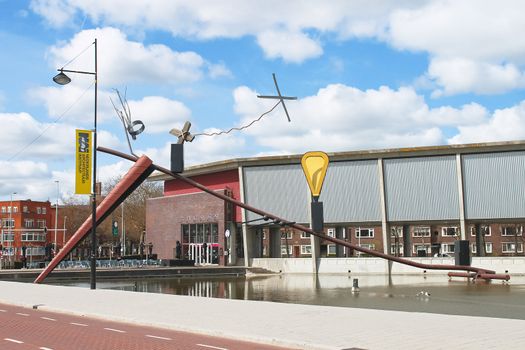 Abstract sculpture near the building of the NAI in Rotterdam. Netherlands