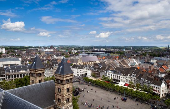 view on city Maastricht in Netherlands from the tower top