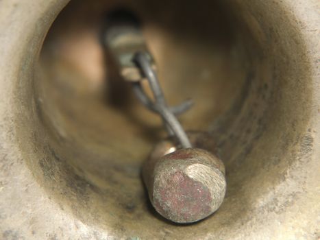 Old bronze bell taken closeup.