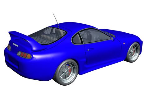 blue car of sports type on a white background