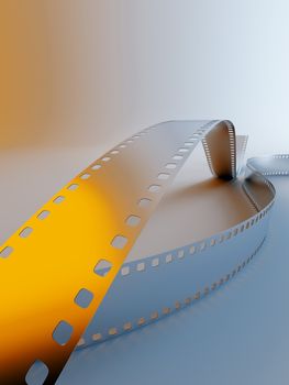 photo film on a blue background with yellow light