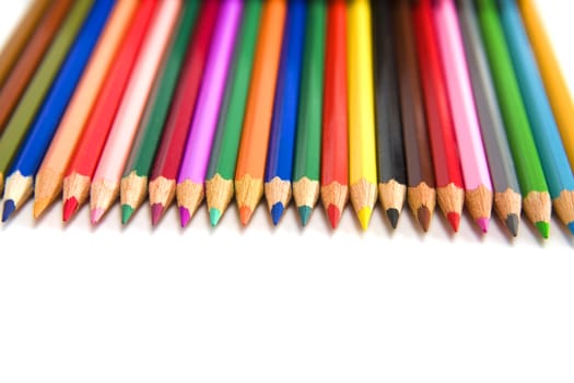 set of pencils on a white background