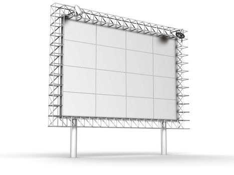 Advertising information banner with illumination on a white background