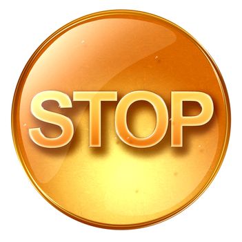 Stop icon yellow, isolated on white background 