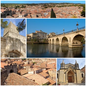 typical view of the village of Sommieres, in the gard, France