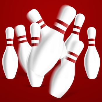 Bowling pins on red background