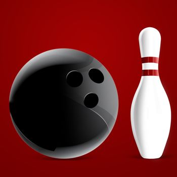 Bowling pins on red background