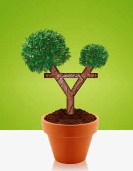Money tree made of Yuan sign, a business concept of growing business and investments