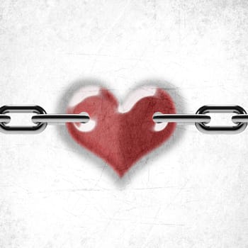 Metal chain and love heart