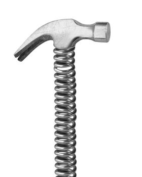 metal spring with old hammer head