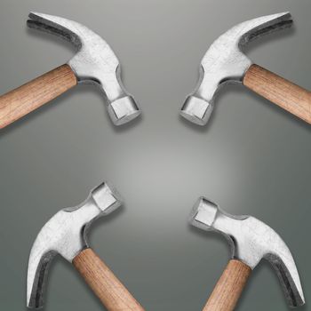 Four Hammers heads with copy space