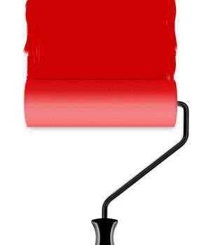 roller brush with wall paint.