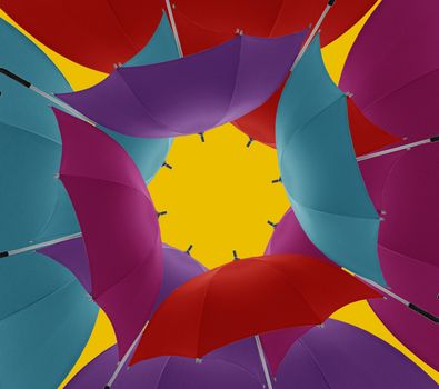 Multicolored umbrellas a symbol of summer, fashion and decoration.