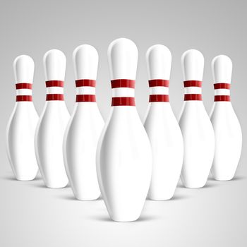 Bowling pins on gradient background