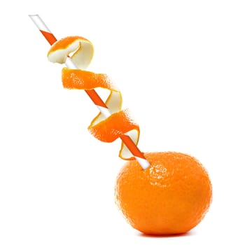 Fresh Orange and slices of orange with straw.