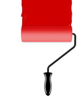 roller brush with wall paint.