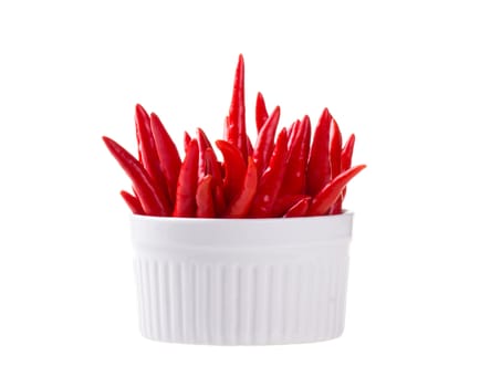 Red chili peppers in a bowl