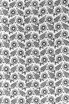 Background black and white pattern with flowers