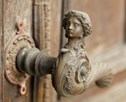 Vintage aged door handle in Tallinn, Estonia