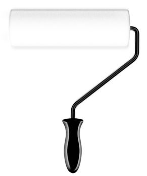 roller brush with wall paint.