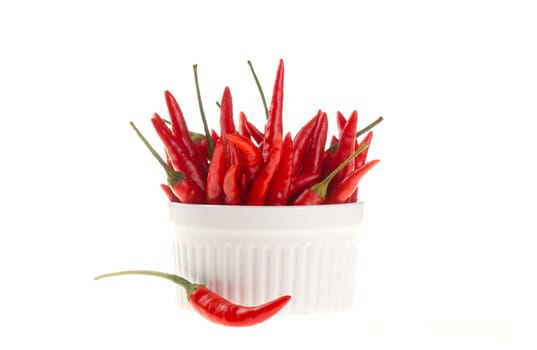 Red chili peppers in a bowl