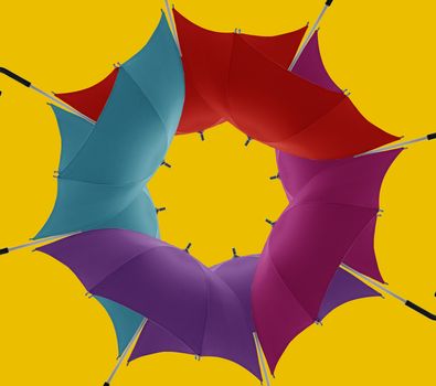 Multicolored umbrellas a symbol of summer, fashion and decoration.