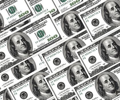 Money background, american hundred dollar bills.