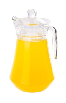 Orange juice in jar. on white background